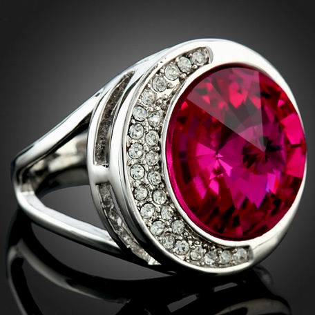 FUCHSIA SWAROVSKI CRYSTAL DRESS RING-sz9